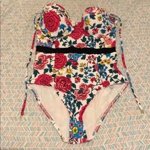 Topshop Floral Halter Swimsuit Size 12